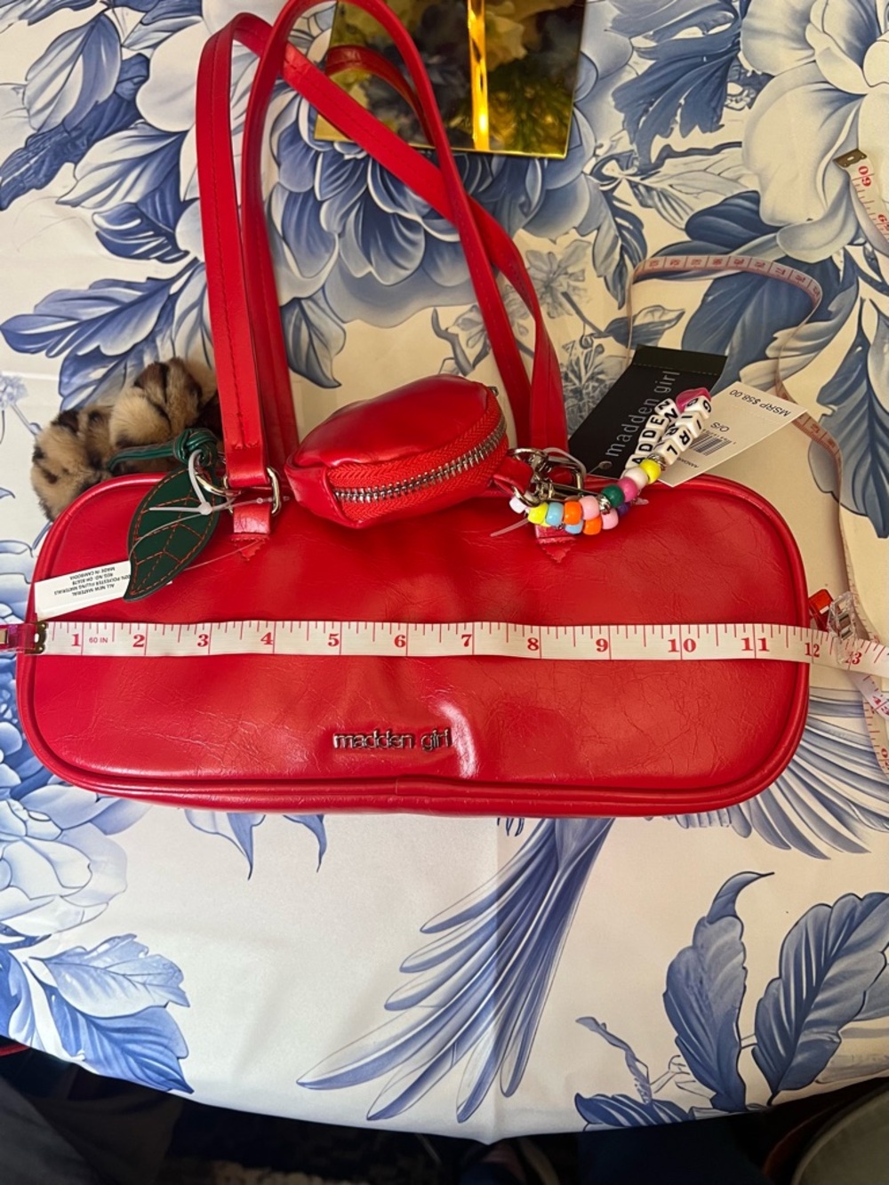 ❤️Price Drop❤️Madden Girl Red Shoulder Bag with Charm Accents - Picture 7 of 12